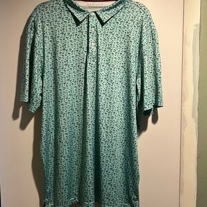 Maelreg Green Patterned Men's Performance Polo Golf Shirt 2XL